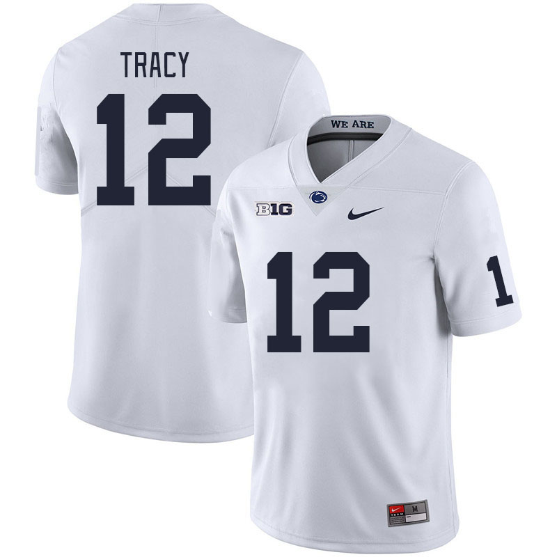 Men #12 Zion Tracy Penn State Nittany Lions College Football Jerseys Stitched Sale-White - Click Image to Close